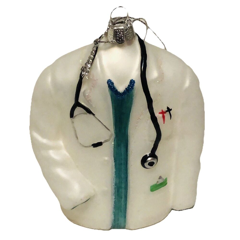 Robert Stanley Doctor Coat Work & Play Glass Ornament HL9172509 NWT